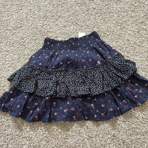 American Eagle Navy Floral Tiered Ruffle Mini Skirt
